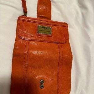 Fossil wallet. Orange. Used